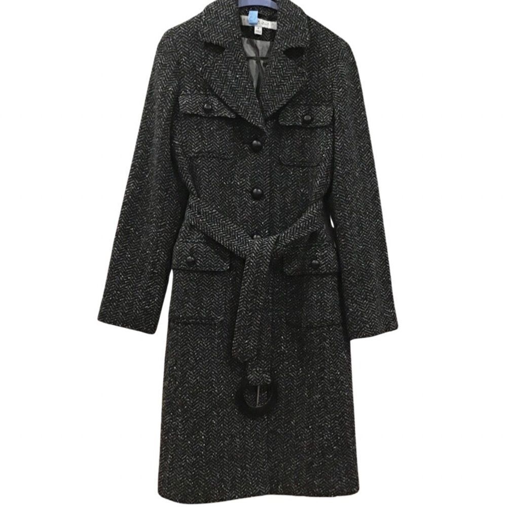 Tweed Winter Coat, Black/Gray, Laundry, Size 6